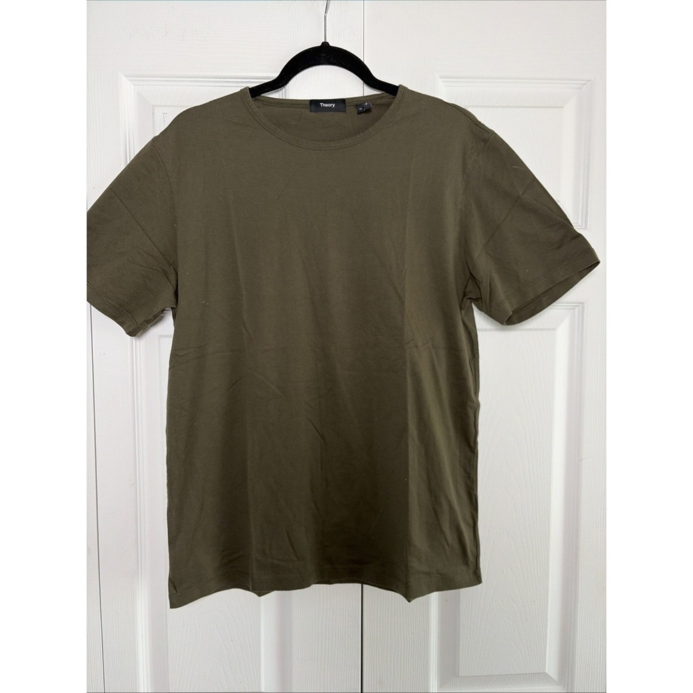 Theory Precise Tee Cotton JSY Mens Size M Olive Green Crew Neck T-Shirt